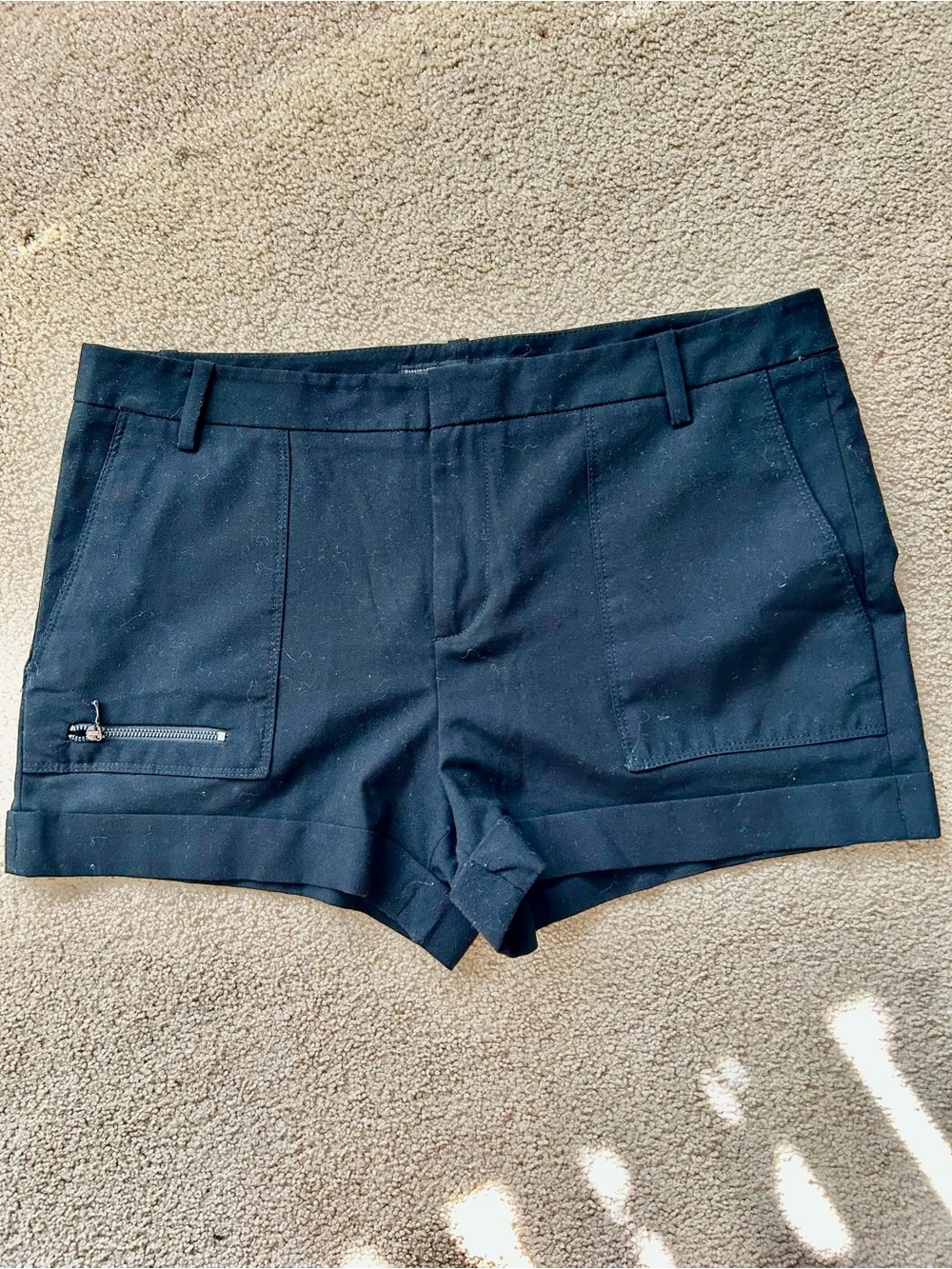 Zara Black High-Waist Tailored Shorts with Zip Pocket